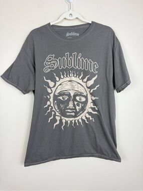 Sublime Sun Face Graphic Tee Mens Large Charcoal Gray Cotton Music Punk Rock